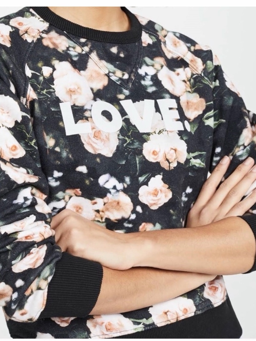 Rebecca Minkoff Black & Blush Floral LOVE Crewneck Sweatshirt